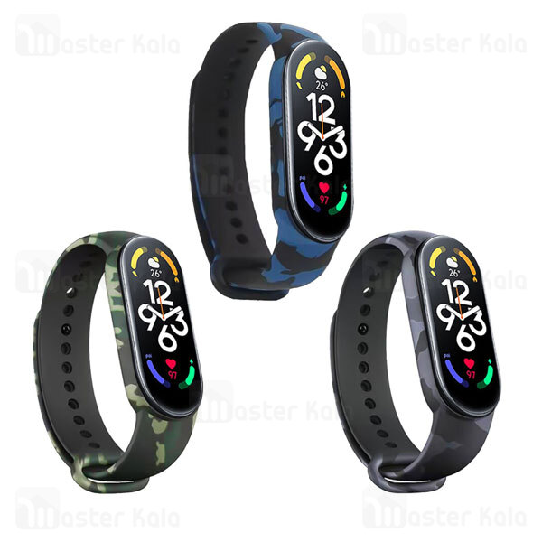 بند سیلیکونی طرح ارتشی دستبند سلامتی شیائومی Mi Band 7 Camouflage Strap